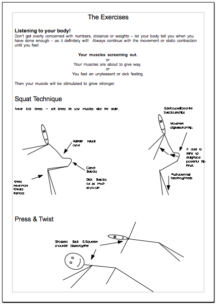 Exercise techniques excerpts from the lifestyle training plan